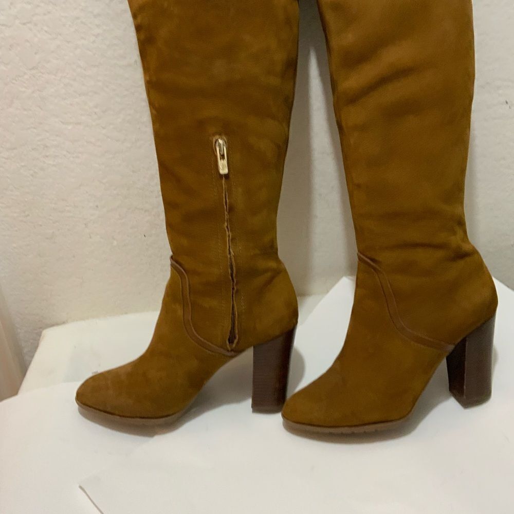 Antonio Melani Womens Brown suede Boots Tall Knee High Stacked Heels Size 9.5M - Picture 4 of 13